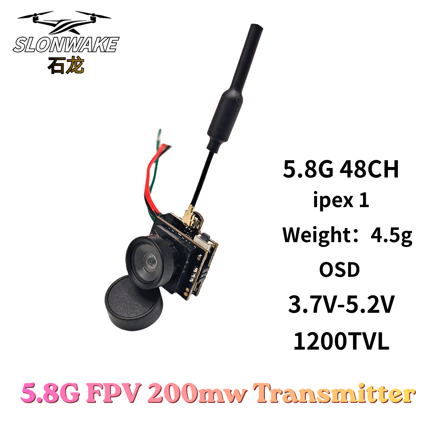 Slonwake 5.8G 48CH 200mW FPV D - Drone Camera Wide Angle avis et prix